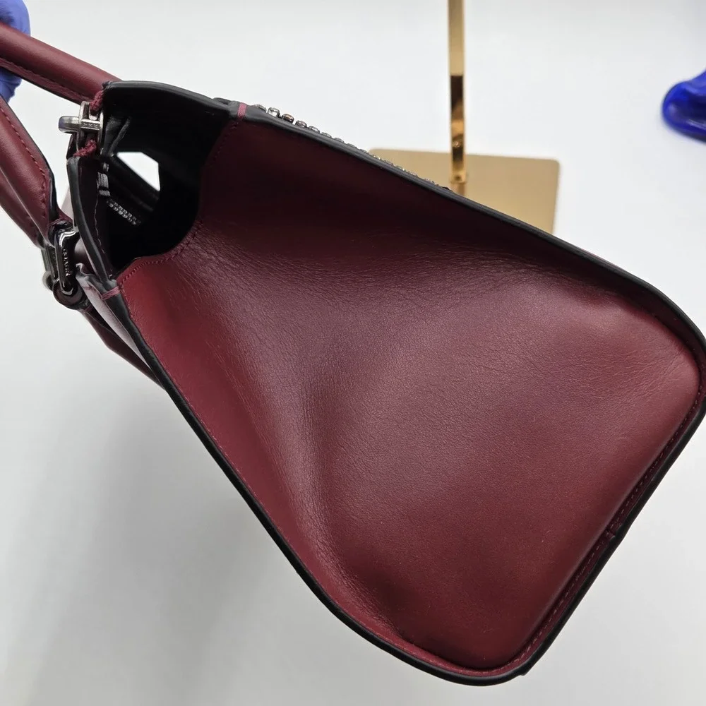 Coach x Selena Gomez Leather Bond Bag Crystal Embellished 39289 Burgundy Wine